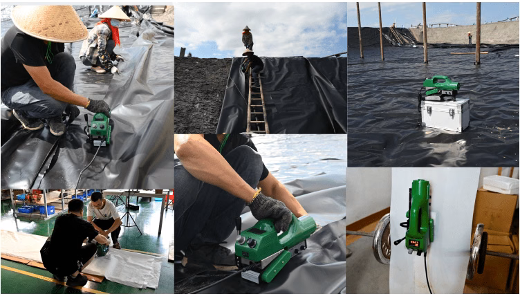 Thi công hàn bạt HDPE bằng máy hàn tự động BT810D